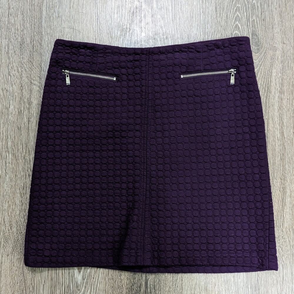 Laundry Women's Purple Quilted Look Mini Skirt with Silver Zipper Accents